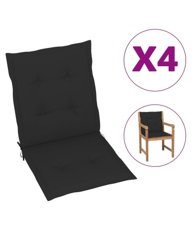 Coussins de chaise de jardin 4 pcs Noir 100 x 50 x 3 cm