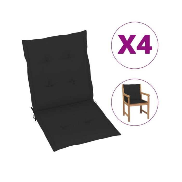 Coussins de chaise de jardin 4 pcs Noir 100 x 50 x 3 cm
