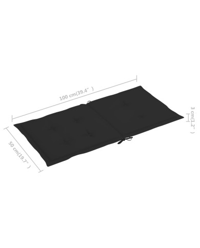 Coussins de chaise de jardin 4 pcs Noir 100 x 50 x 3 cm