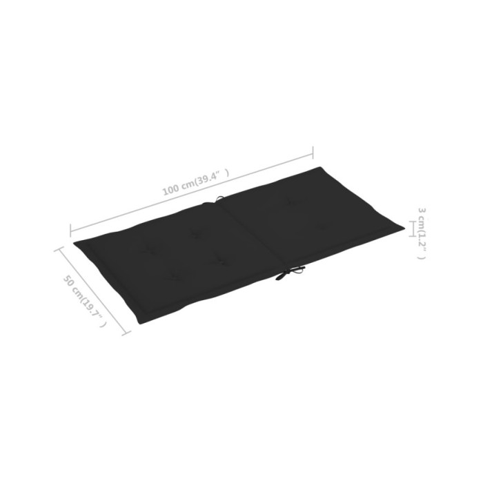 Coussins de chaise de jardin 4 pcs Noir 100 x 50 x 3 cm