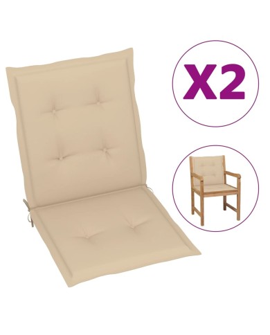 Coussins de chaise de jardin 2 pcs Beige 100 x 50 x 3 cm