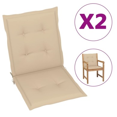 Coussins de chaise de jardin 2 pcs Beige 100 x 50 x 3 cm