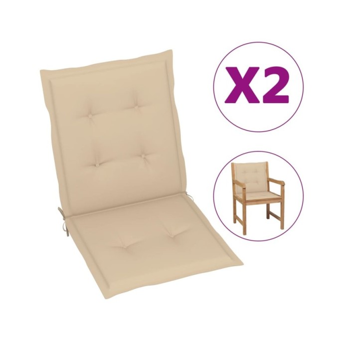 Coussins de chaise de jardin 2 pcs Beige 100 x 50 x 3 cm