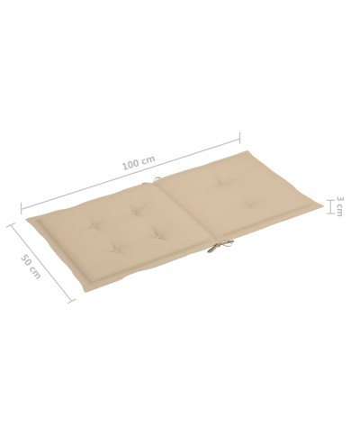 Coussins de chaise de jardin 2 pcs Beige 100 x 50 x 3 cm