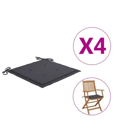 Coussins de chaise de jardin 4 pcs Anthracite 40x40x3 cm