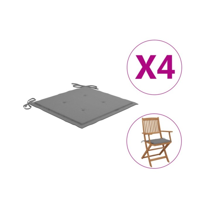Coussins de chaise de jardin 4 pcs Gris 40x40x3 cm