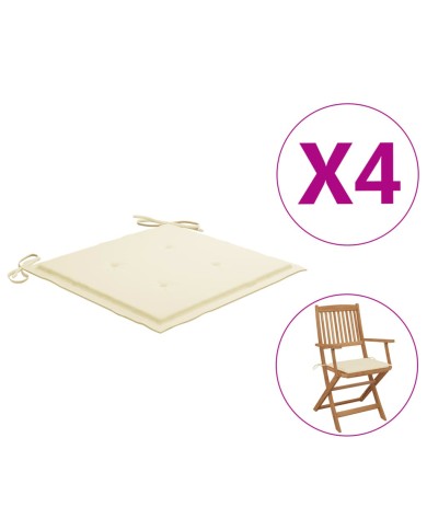 Coussins de chaise de jardin 4 pcs Crème 40x40x3 cm