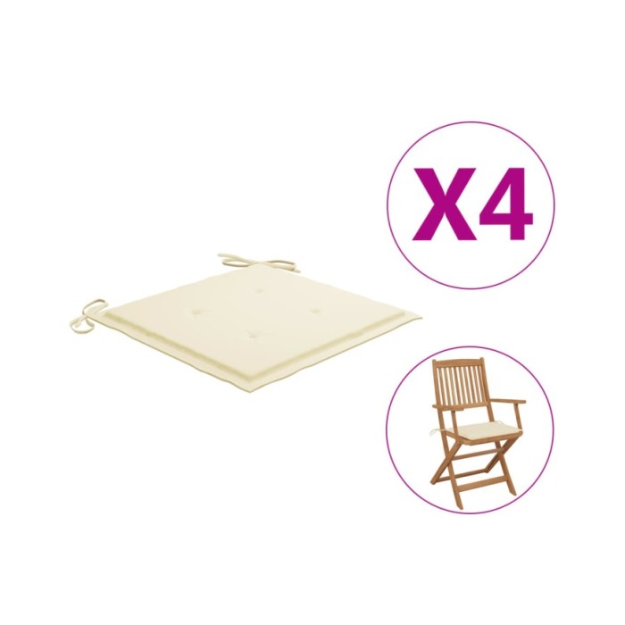 Coussins de chaise de jardin 4 pcs Crème 40x40x3 cm