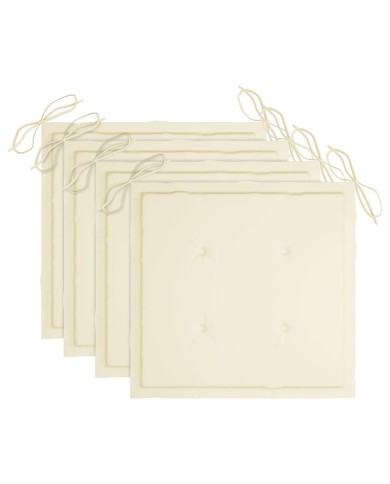 Coussins de chaise de jardin 4 pcs Crème 40x40x3 cm