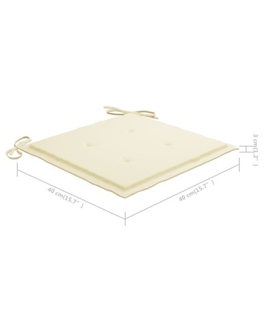 Coussins de chaise de jardin 4 pcs Crème 40x40x3 cm