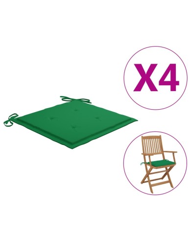 Coussin de chaise de jardin 4 pcs Vert 40x40x3 cm