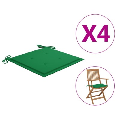 Coussin de chaise de jardin 4 pcs Vert 40x40x3 cm
