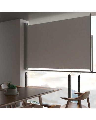 Auvent latéral rétractable de patio 160 x 300 cm Gris