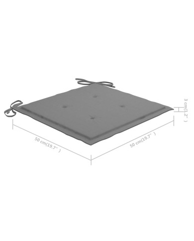 Coussins de chaise de jardin 2 pcs Gris 50x50x3 cm