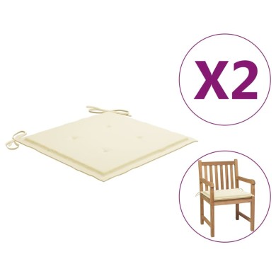 Coussins de chaise de jardin 2 pcs Crème 50x50x3 cm