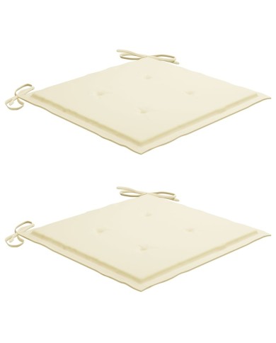 Coussins de chaise de jardin 2 pcs Crème 50x50x3 cm