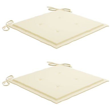 Coussins de chaise de jardin 2 pcs Crème 50x50x3 cm