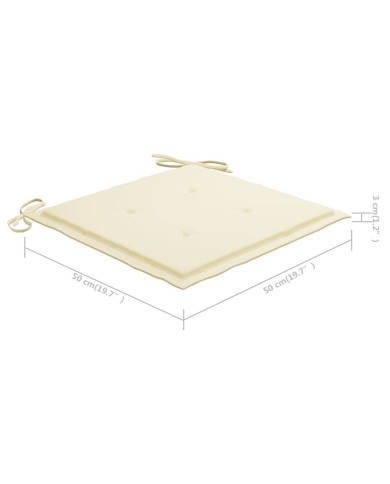 Coussins de chaise de jardin 2 pcs Crème 50x50x3 cm