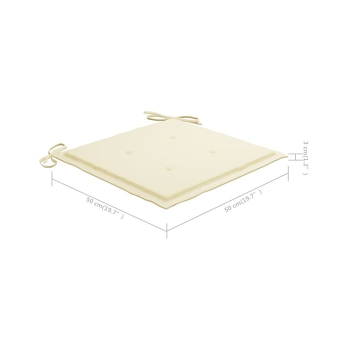 Coussins de chaise de jardin 2 pcs Crème 50x50x3 cm