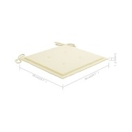 Coussins de chaise de jardin 2 pcs Crème 50x50x3 cm