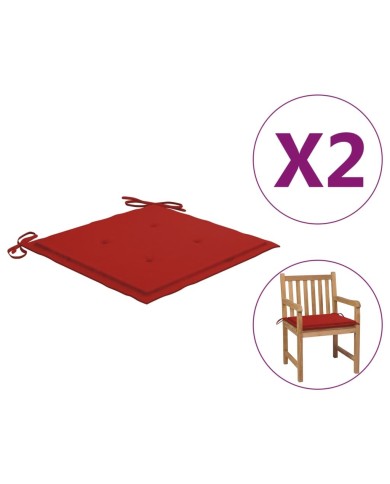 Coussins de chaise de jardin 2 pcs Rouge 50x50x3 cm