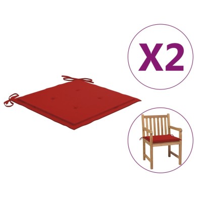 Coussins de chaise de jardin 2 pcs Rouge 50x50x3 cm