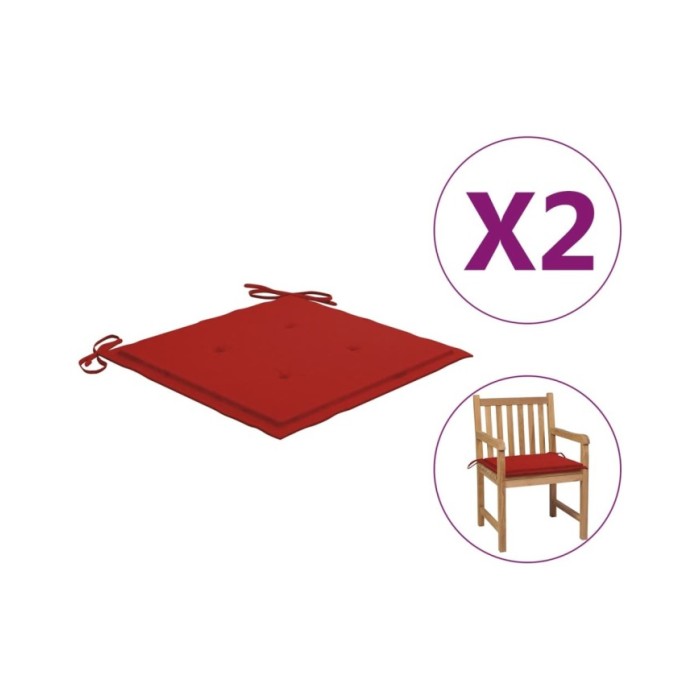 Coussins de chaise de jardin 2 pcs Rouge 50x50x3 cm
