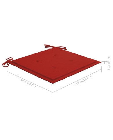 Coussins de chaise de jardin 2 pcs Rouge 50x50x3 cm