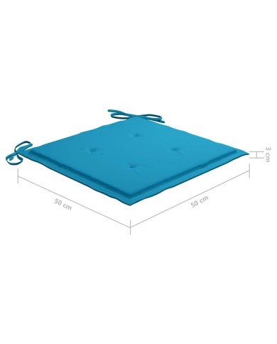 Coussins de chaise de jardin 2 pcs Bleu 50x50x3 cm