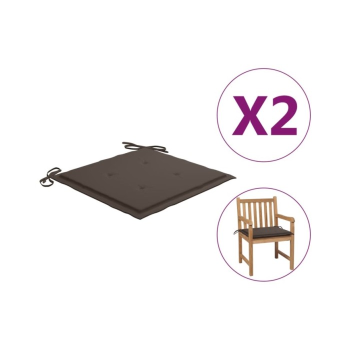 Coussins de chaise de jardin 2 pcs Taupe 50x50x3 cm