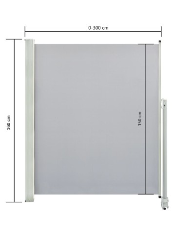 Auvent latéral rétractable de patio 160 x 300 cm Gris