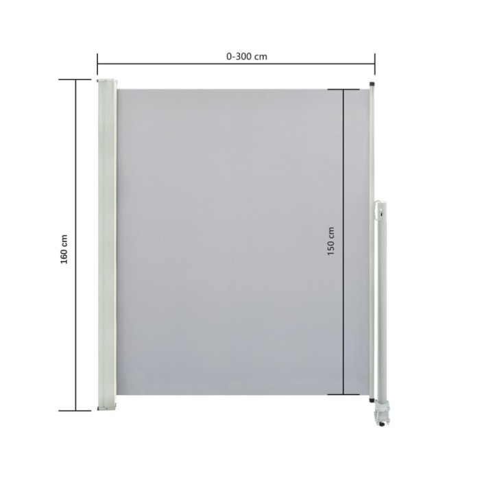 Auvent latéral rétractable de patio 160 x 300 cm Gris