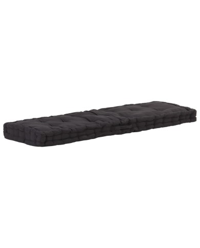 Coussin de plancher de palette Coton 120x40x7 cm Noir