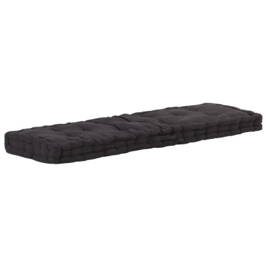 Coussin de plancher de palette Coton 120x40x7 cm Noir