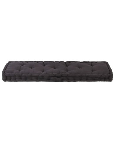 Coussin de plancher de palette Coton 120x40x7 cm Noir