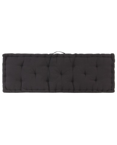 Coussin de plancher de palette Coton 120x40x7 cm Noir