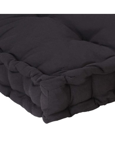 Coussin de plancher de palette Coton 120x40x7 cm Noir