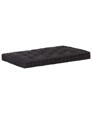 Coussin de plancher de palette Coton 120x80x10 cm Noir