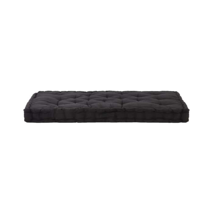 Coussin de plancher de palette Coton 120x80x10 cm Noir