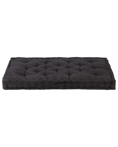Coussin de plancher de palette Coton 120x80x10 cm Noir