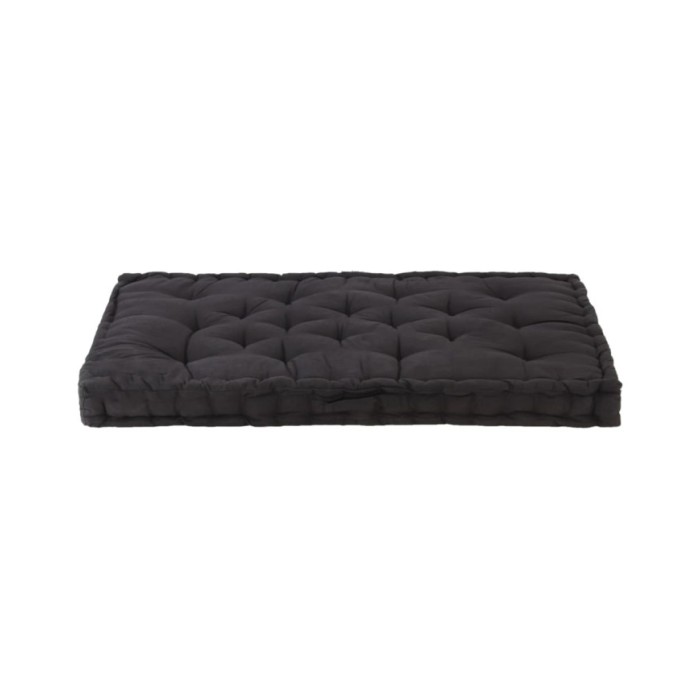 Coussin de plancher de palette Coton 120x80x10 cm Noir