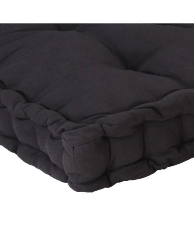 Coussin de plancher de palette Coton 120x80x10 cm Noir