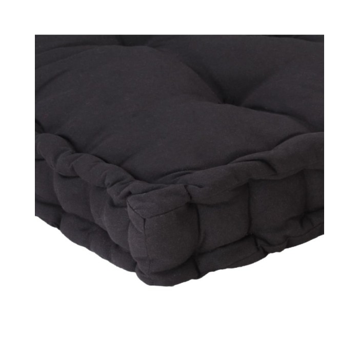Coussin de plancher de palette Coton 120x80x10 cm Noir