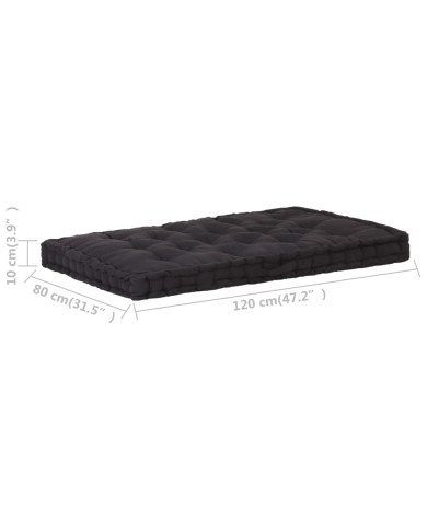 Coussin de plancher de palette Coton 120x80x10 cm Noir