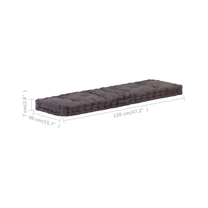 Coussin de plancher de palette Coton 120x40x7 cm Anthracite