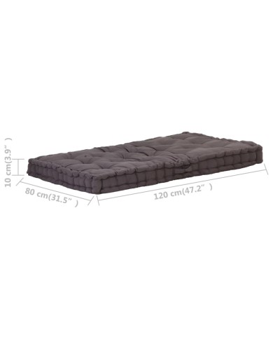 Coussin de plancher de palette Coton 120x80x10 cm Anthracite