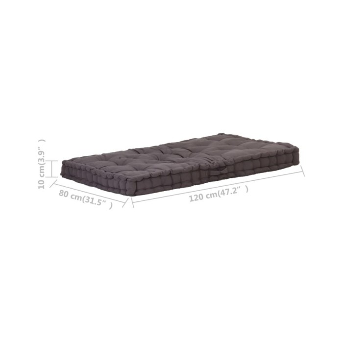 Coussin de plancher de palette Coton 120x80x10 cm Anthracite