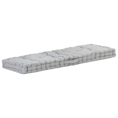Coussin de plancher de palette Coton 120x40x7 cm Gris