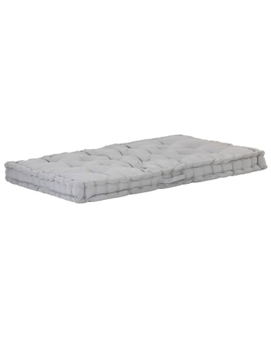 Coussin de plancher de palette Coton 120x80x10 cm Gris