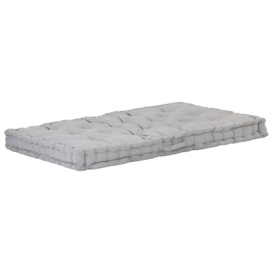Coussin de plancher de palette Coton 120x80x10 cm Gris